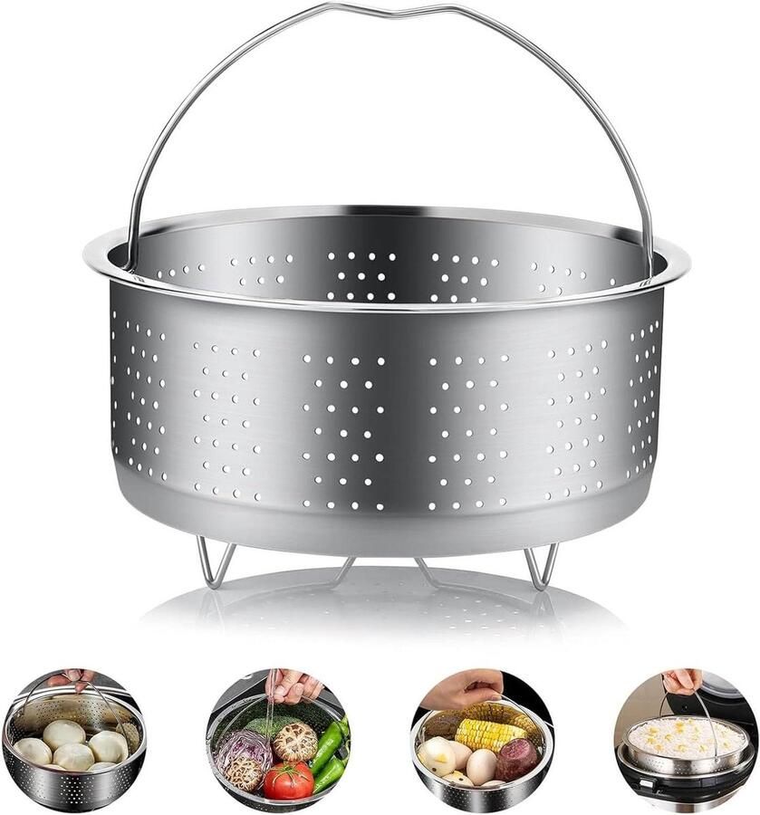 Stoominzet Roestvrij Staal Stoommand Pan Gezond Koken Voedselveilig Materiaal 20 cm Diameter Zilver