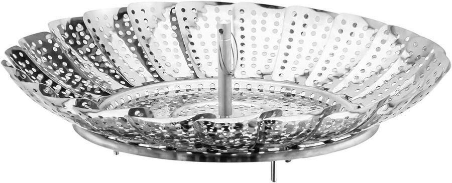 Stoominzet Roestvrij Staal Stoommandje Pan Gezond Koken Verstelbare Maat 18-27 cm Zilver
