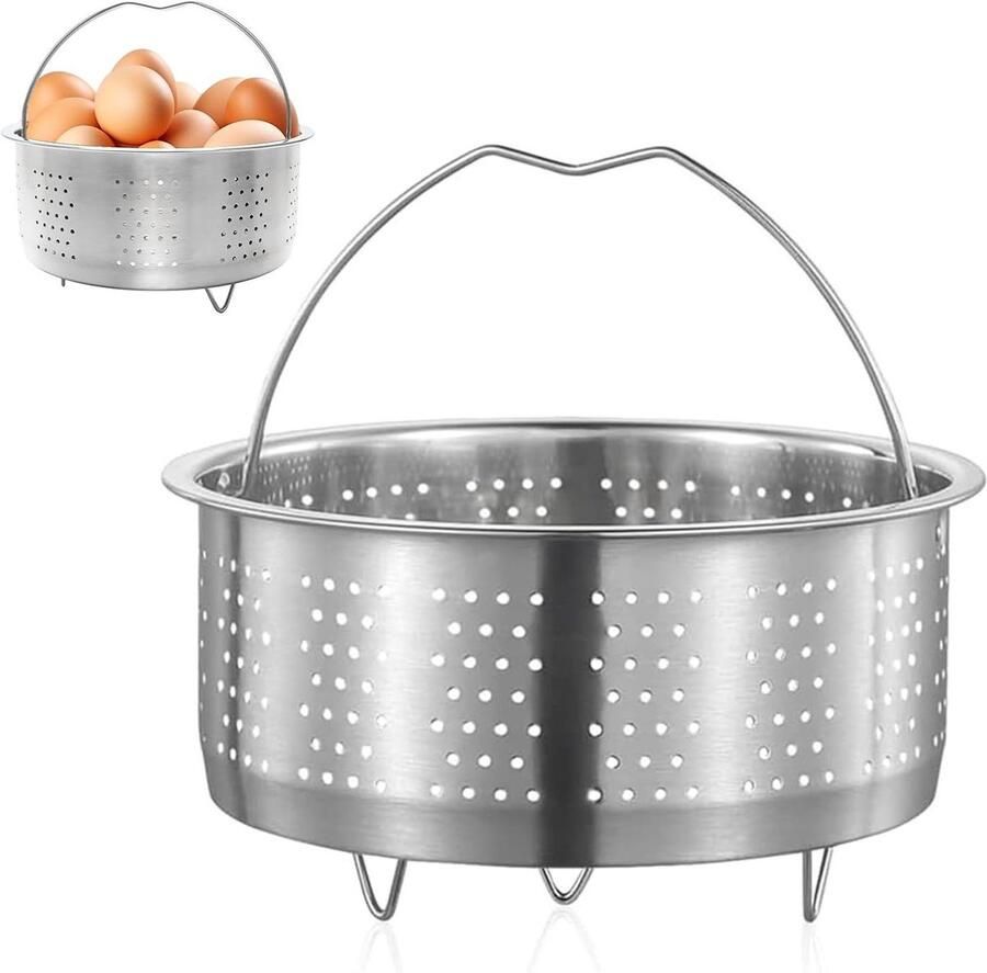 Stoominzet Roestvrij Staal Zeef Pan Gezond Koken Stevig Ontwerp 17.5 cm Zilverkleurig