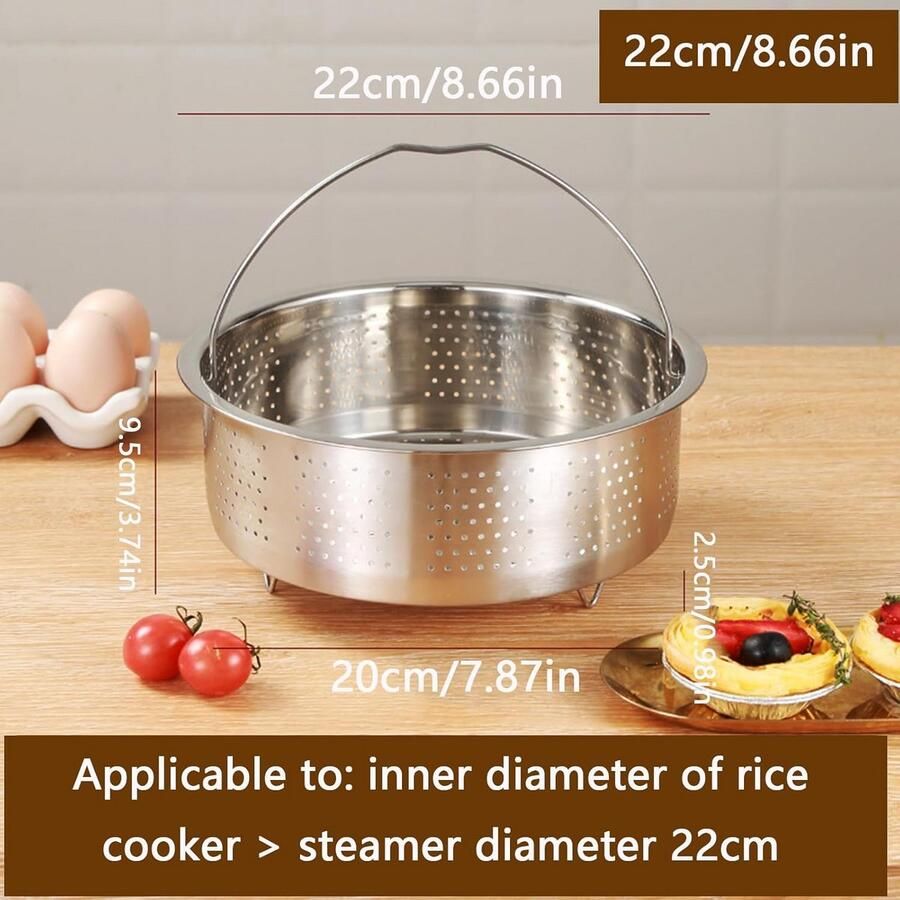 Stoominzet RVS 22 cm voor Pannen Vaatwasserbestendig & Snel Koken