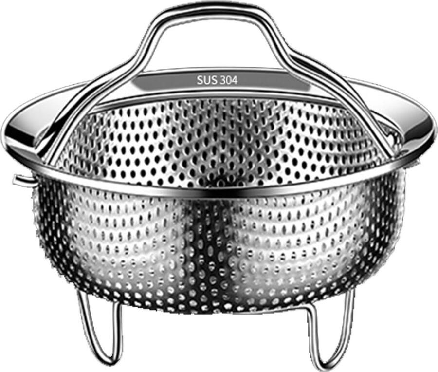 Stoominzet RVS 304 voor Pan of Snelkookpan Stoommand met Hittebestendige Handvatten in Maten (14 18 22CM)
