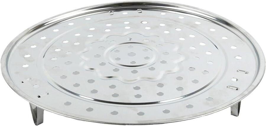 Stoominzet RVS Kookinzet Pan Gezond Koken Drie Afneembare Pootjes 30 cm Diameter Zilverkleurig