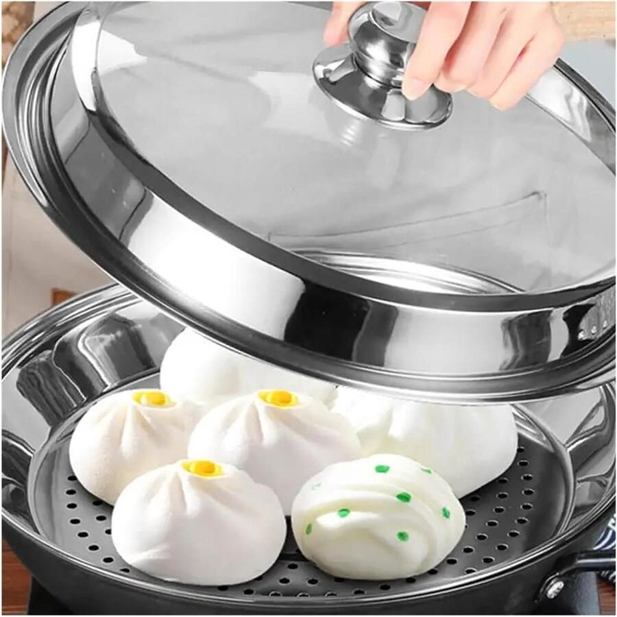 Stoominzet RVS Stoompan Inzet Gezond Koken Met Gaten 32 cm Zilver