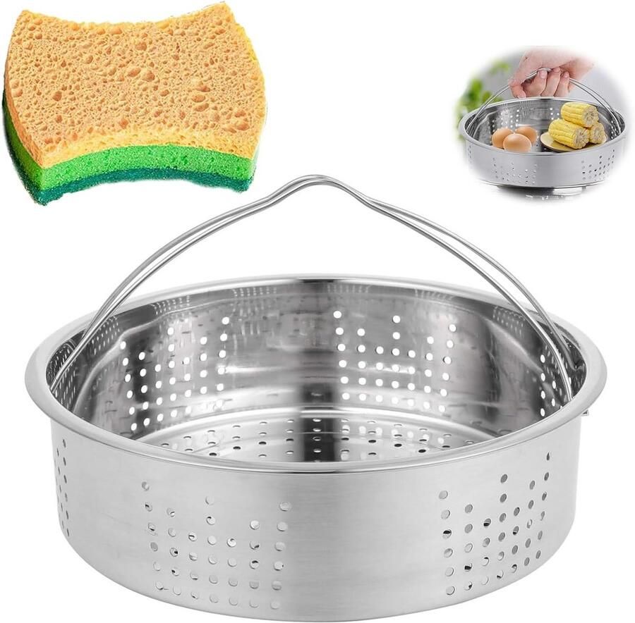 Stoominzet RVS voor Pan Stoommandje met Hittebestendige Handgreep 17.5 cm Diameter