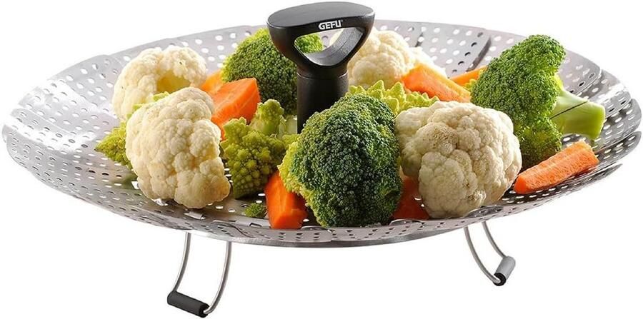 Stoominzet Stoommand Gezond Koken Inklapbaar Ontwerp 18 cm Zilver