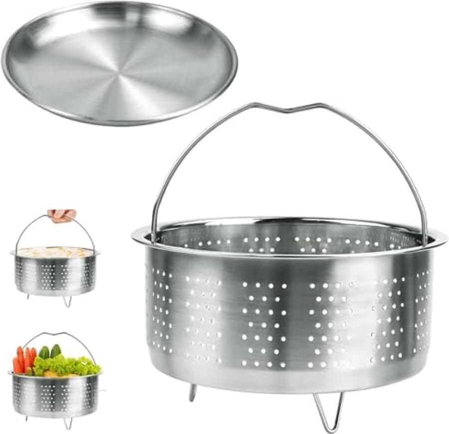 Stoominzet voor groenten met siliconen handgreep 17 6 cm