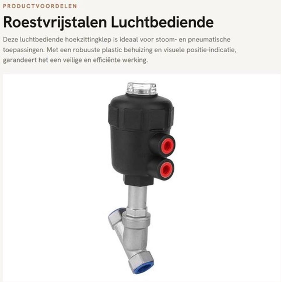 Stoomklep Roestvrij staal Pneumatische Klep Luchtbediende Verdikte Behuizing Slijtvaste Constructie Eenvoudig te Installeren Hoekzittingklep