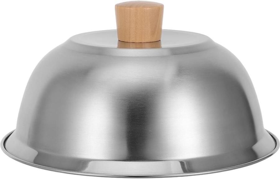 Stoomkoepel Grillplaat Deksel voor Hamburgers Kaas Smelten Spatbescherming 20 cm Zilver