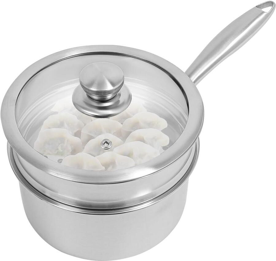 Stoomkoker 2 Lagen Stoompan Gezond Koken Snelle Warmteverdeling 20 cm Zilverkleurig
