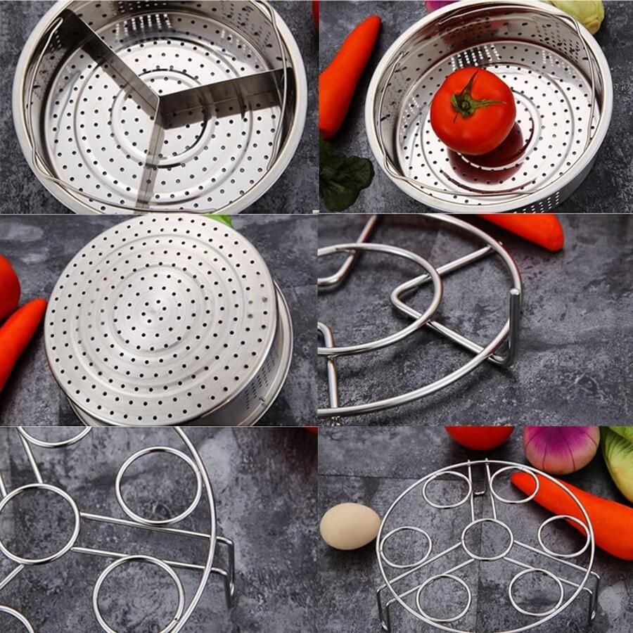 Stoomkoker Accessoires Kookgerei Set Gezond Koken Roestvrij Staal 3 Delig Zilver