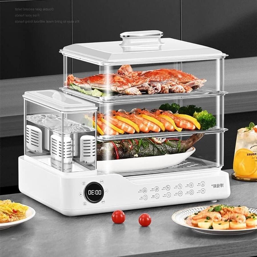 Stoomkoker Elektrische pan Gezond koken Snelle stoomopwekking 24 liter Transparant