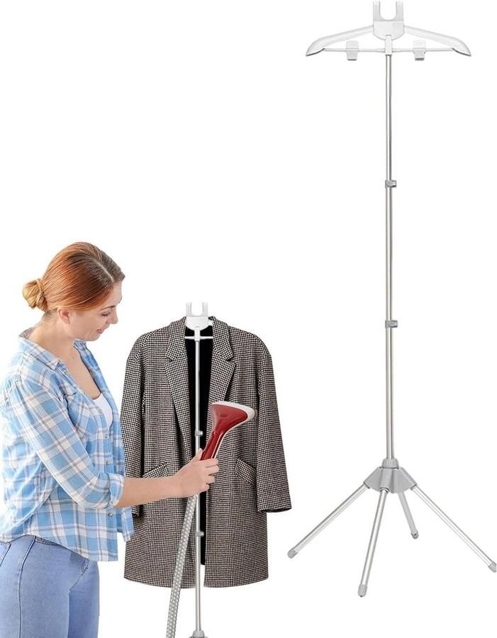 Stoomkoker Houder Kledingrek Kleding Stomen Opvouwbaar Ontwerp Tot 160 cm Grijs