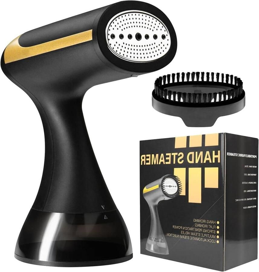 Stoomkoker Kleding Stoompan Draagbaar Rimpels Verwijderen Continue Stoomfunctie 300 ml Tank Bruin Zwart