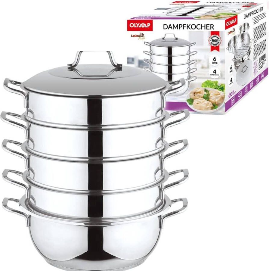 Stoomkoker Kookpannenset 18 10 RVS met Maten (24 26 28 30 cm)