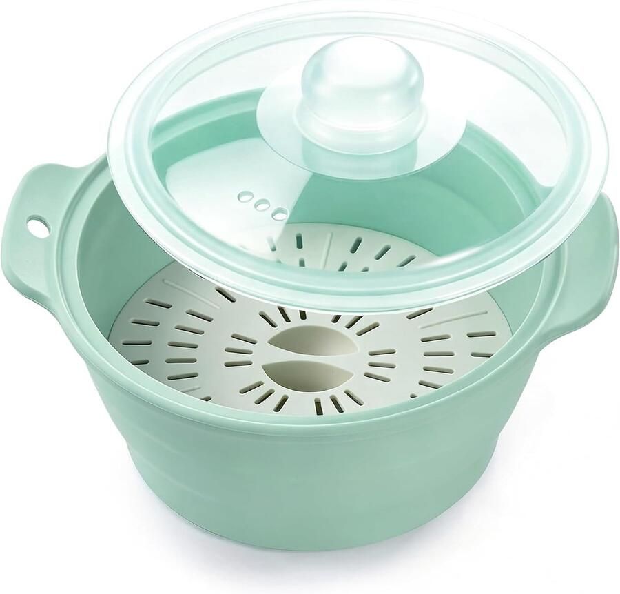 Stoomkoker magnetron 1250ml siliconen opvouwbaar BPA-vrij ideaal voor groenten en vis ShopVlot