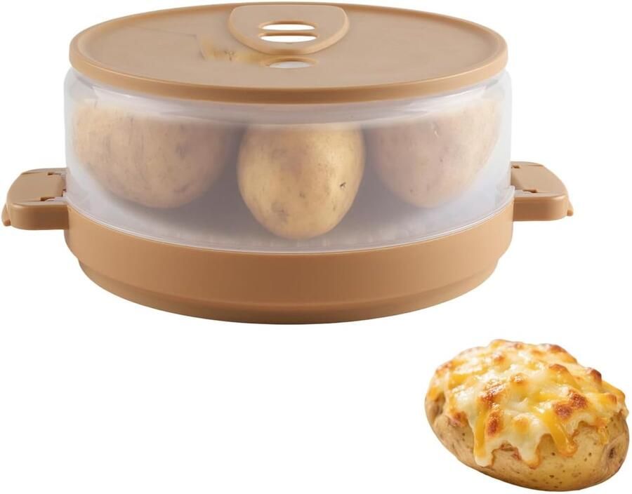 Stoomkoker Magnetron Aardappelkoker Oven Snel Aardappelen Koken Stoomventiel Gelijkmatig BPA-Vrij Vaatwasserbestendig Transparant