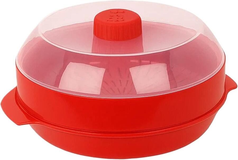 Stoomkoker Magnetron Dubbele Laag Gezond Koken Efficiënte Maaltijdvoorbereiding 21 x 21 x 18 cm Rood
