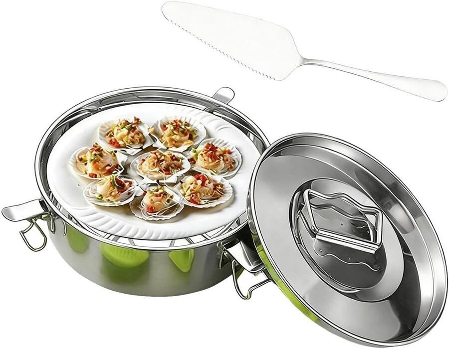 Stoomkoker Roestvrij Staal Stoominzetstuk Pan Gezond Koken Universeel Inductie Geschikt 19 x 7.5 cm Zilverkleurig