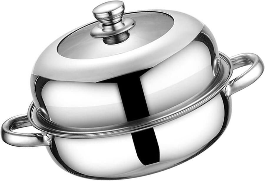 Stoomkoker RVS Kookpan Stomer Gezond Koken Dubbele Laag 17x20cm