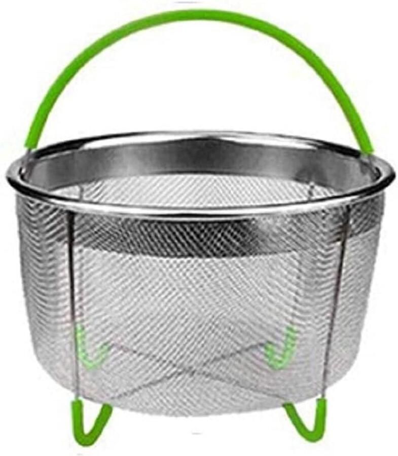 Stoomkoker RVS Stoommand Keuken Gezond Koken Siliconen Handgreep 6 Quarts Zilver