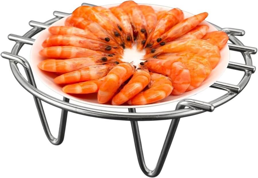 Stoomkoker Roestvrij Staal Stoommandje Stoomrek Gezond Koken Vaatwasserbestendig Hygiënisch 20 cm Diameter Zilver