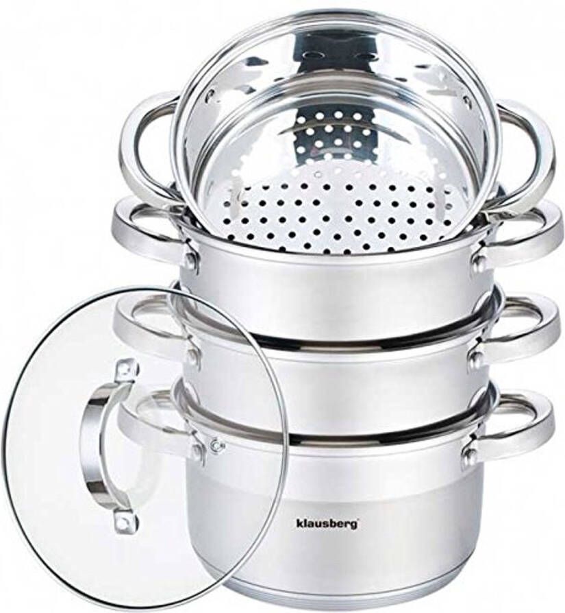 Stoomkoker set 22 cm inductie kookpan met glazen deksel