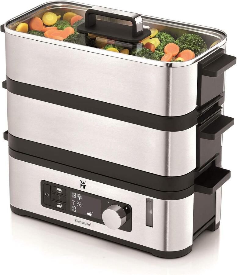 Stoomkoker Set Gezond Koken Maaltijden Bereiden Twee Kookoppervlakken 4.3 Liter RVS