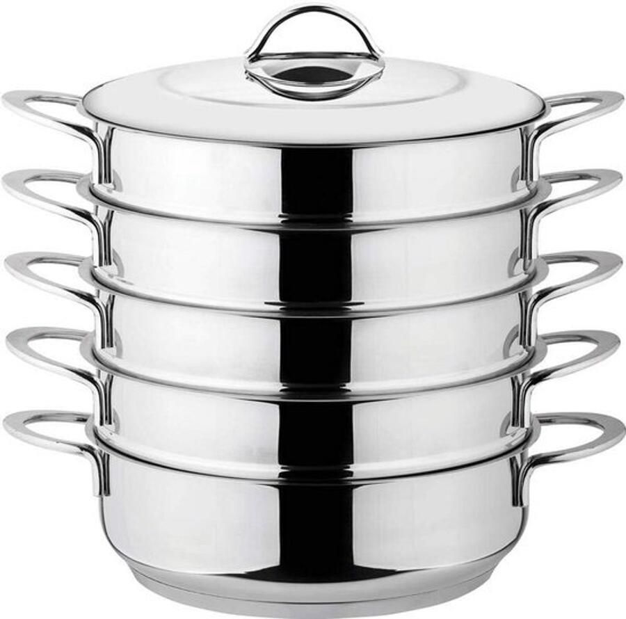 Stoomkoker Set Stoompan RVS Gezond Koken Inductie Bodem 26cm 5 Liter Zilverkleurig