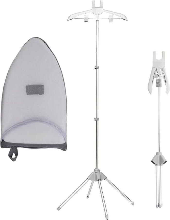 Stoomkoker Stand Kledinghanger Stomer Kleding Stomen Telescopisch Draaibaar 160 cm Grijs