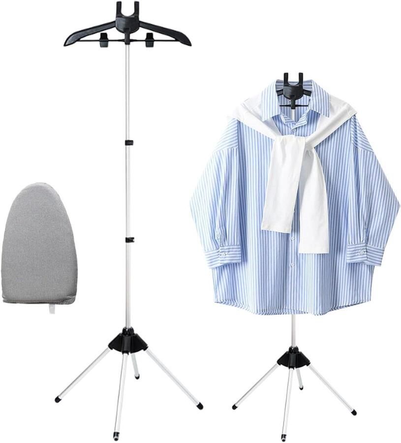 Stoomkoker Standaard Stoomrek Kleding Kreukvrij Maken Verstelbaar Aluminium 160 cm Zwart
