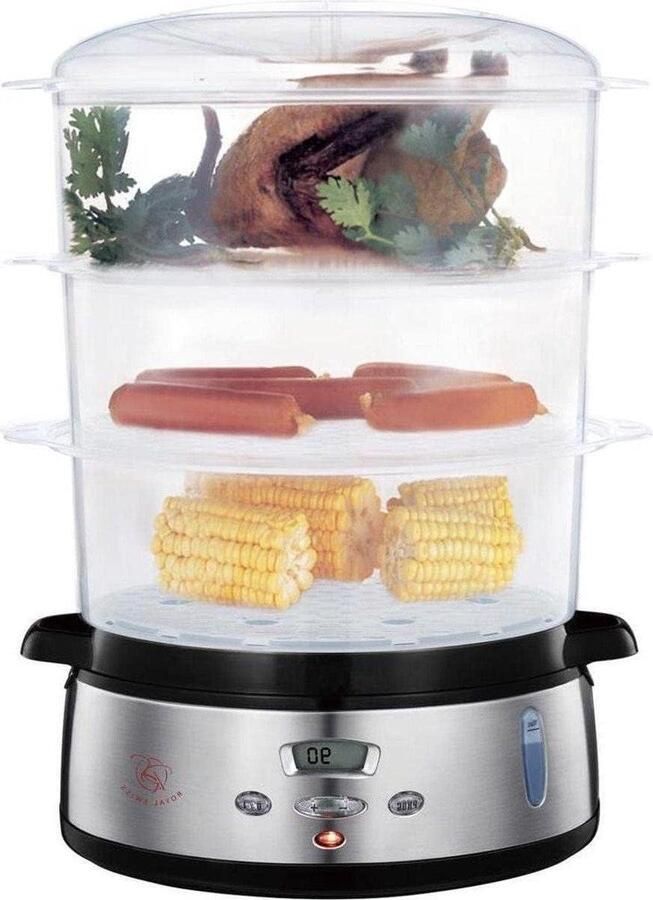 Stoomkoker Stoomapparaat Gezond Koken Automatische Uitschakeling 9 Liter Zilverkleurig