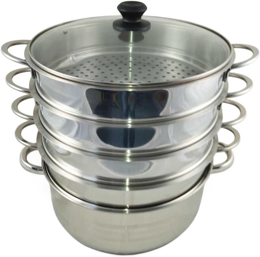 Stoomkoker Stoompan Gezond Koken Roestvrij Staal 30 cm Zilver