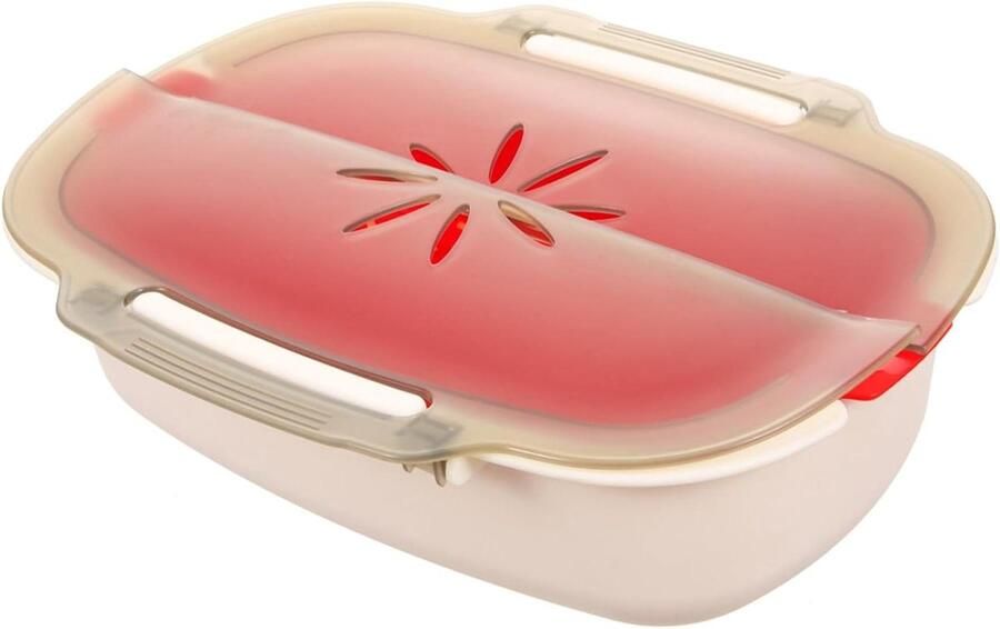 Stoomkoker Voedsel Stoomcontainer Keuken Gezond Koken Magnetron Geschikt 29x18.5x9 cm Wit