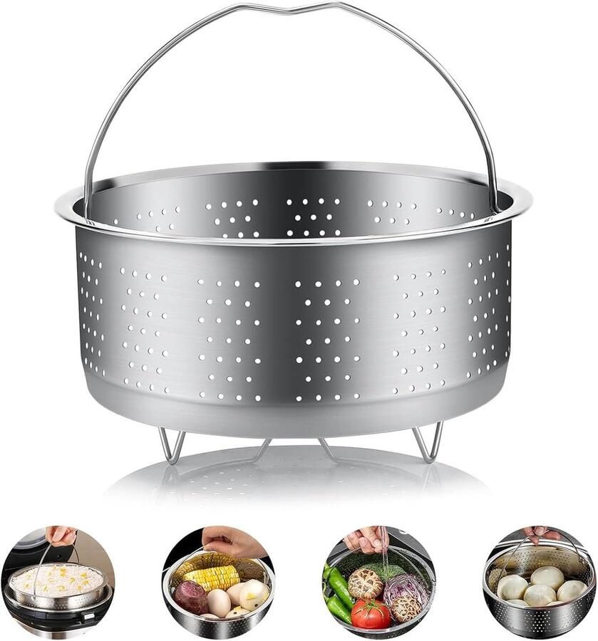 Stoominzet Roestvrij Staal Stoommand Pan Gezond Koken Voedselveilig Materiaal 20 cm Diameter Zilver