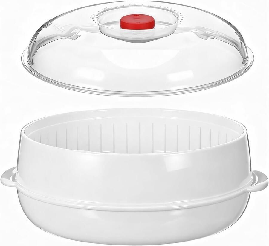 Stoomkoker voor Groenten en Rijst Magnetron Stoompan met Deksel Ideaal voor Bao Bollen en Gezonde Maaltijden