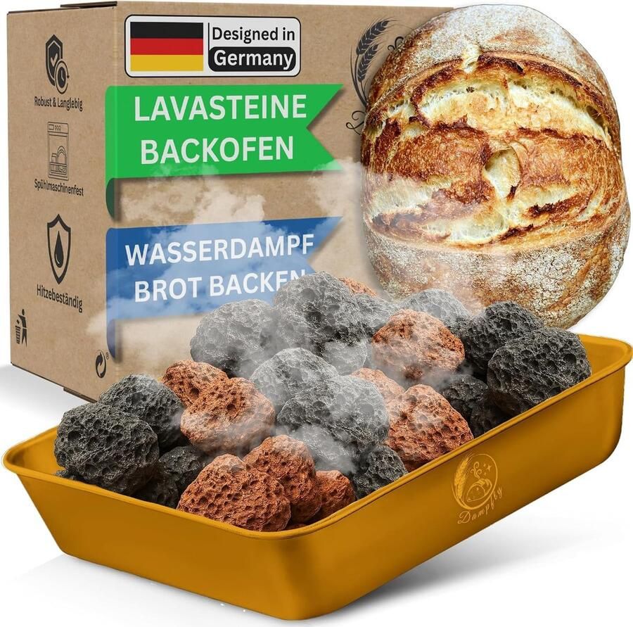 Stoomkom voor Brood Roze Goud Voor het Bakken van Brood met Knapperige Korst Inclusief Lavastenen en Instructies