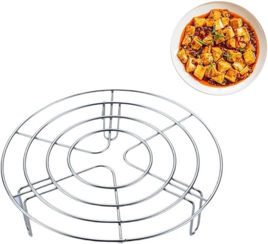 Stoomkookrek van RVS Bakrek en onderzetter Voor gezond koken Voedselveilig materiaal maten Zilverkleurig