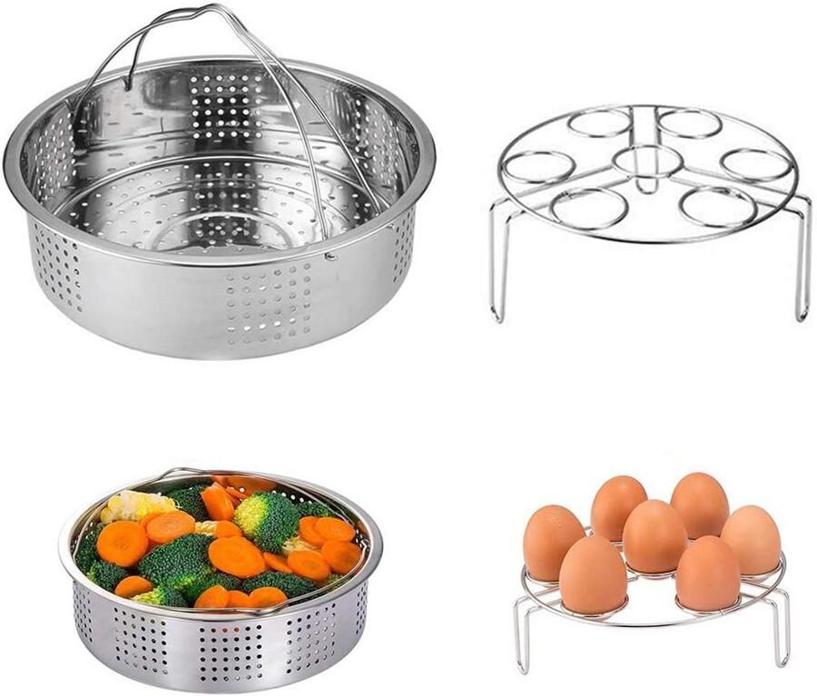 Stoommand en Eierrek RVS Set voor 5 6 en 8 Liter Elektrische Multicooker