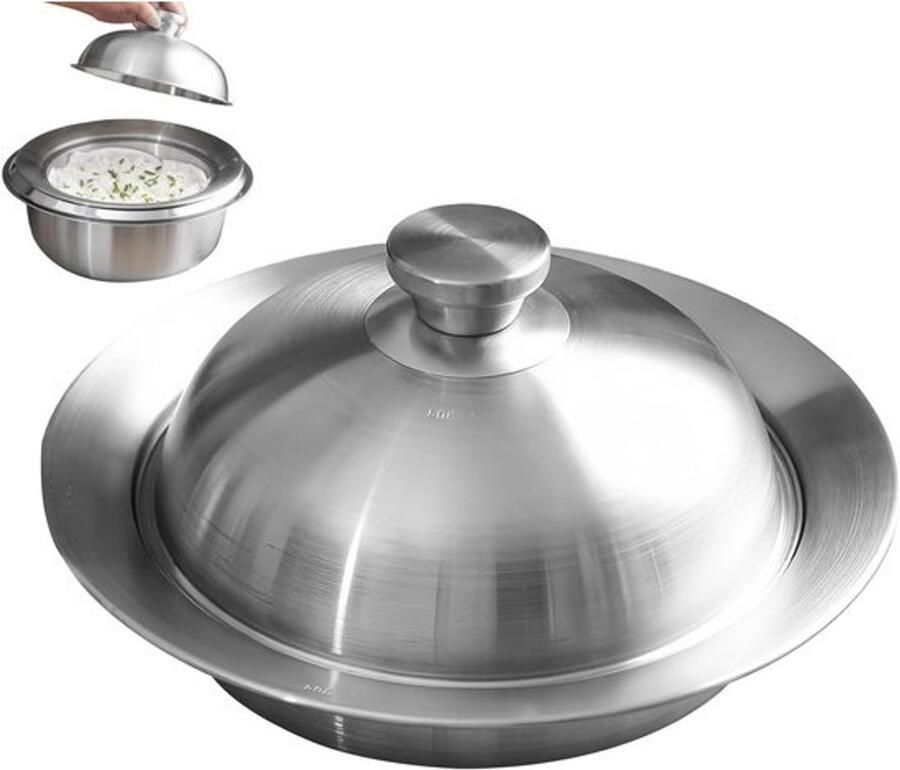 Stoommand Groenten RVS Stoompan Gezond Koken Gelijkmatige Warmte 28 cm Zilver