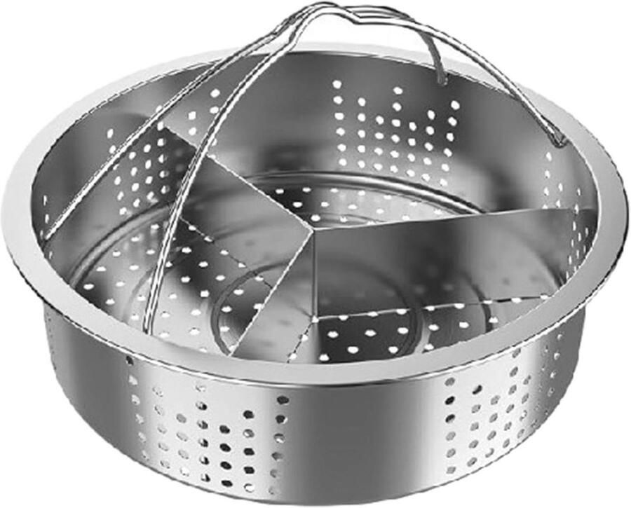 Stoommand Inzet rek Meerdere gerechten Drievoudige separator 21 cm Zilver