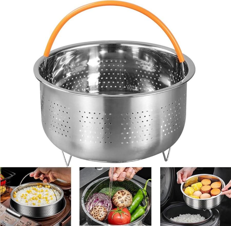 Stoommand Inzet Roestvrij Staal Gezond Koken Voedselveilig Materiaal 21.5 cm Zilver