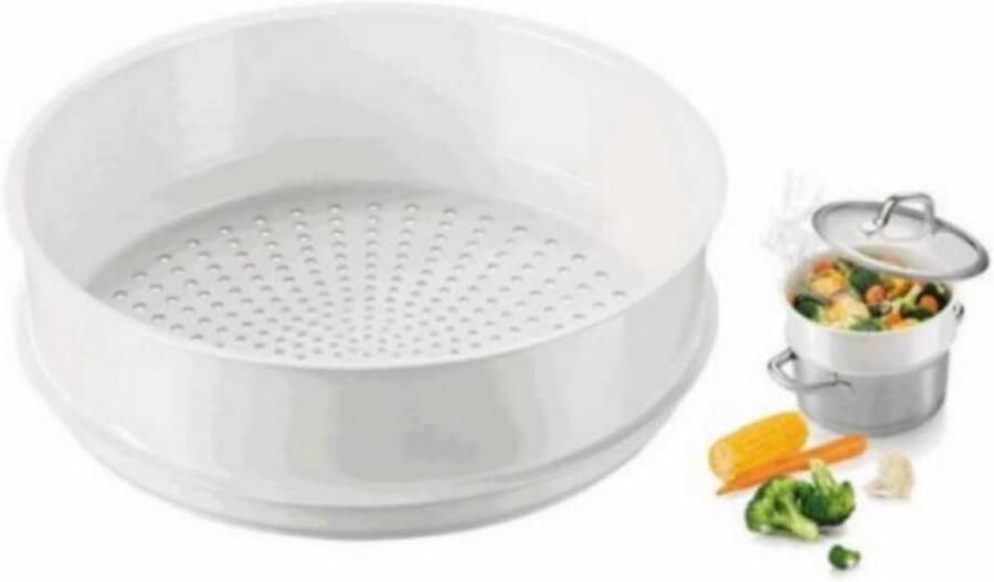 Stoommand Keuken Accessoire Gezond Koken Hittebestendig Plastic 24 cm Diameter Wit