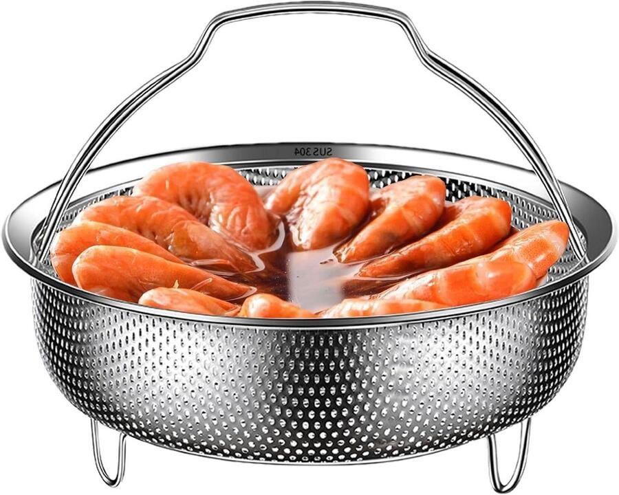 Stoommand Keuken Metaal Zeef Gezond Koken Met Handvat 22 cm Zilver