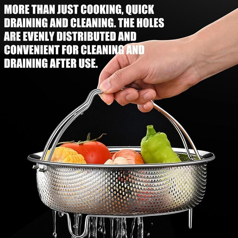 Stoommand Keuken Metaalmandje Inzet Gezond Koken Met Handvat 22 cm Zilverkleurig