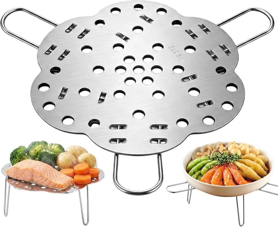 Stoommand Keuken Opvouwbare Gadget Gezond Koken Verstelbare Grootte Vouwt Compact Zilverkleurig