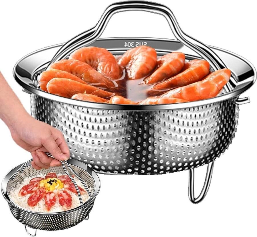 Stoommand Keukenmand Inzet Koken Groenten Vouwbaar Roestvrij Staal 14 cm Zilverkleurig