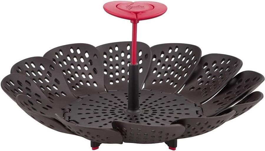 Stoommand kunststof zwart met rood voor pannen vanaf 16 cm