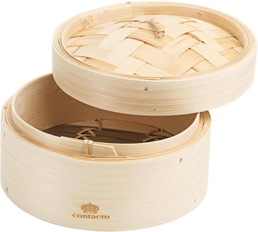 Stoommand met deksel Ronde mand Aziatisch koken Duurzaam bamboe materiaal 15x8 cm