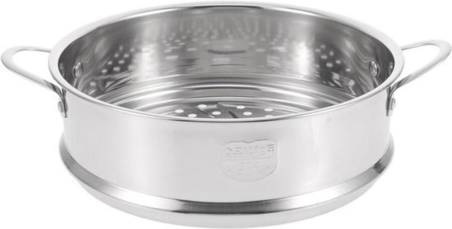 Stoommand Met Handgrepen Roestvrij Staal Mand Broodjes Stomen Compact Ruimtebesparend 20 Cm Diameter Zilver
