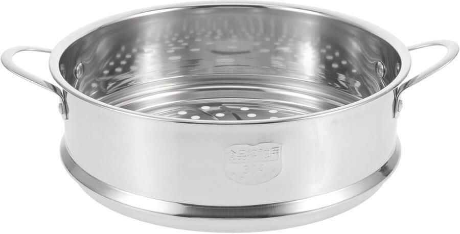 Stoommand Met Handgrepen Roestvrij Staal Mand Broodjes Stomen Compact Ruimtebesparend 20 Cm Diameter Zilver